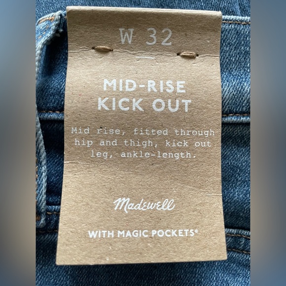 NWT Madewell Kick Out Mid Rise Blue Jeans Ankle Length Size 32 - Picture 4 of 15